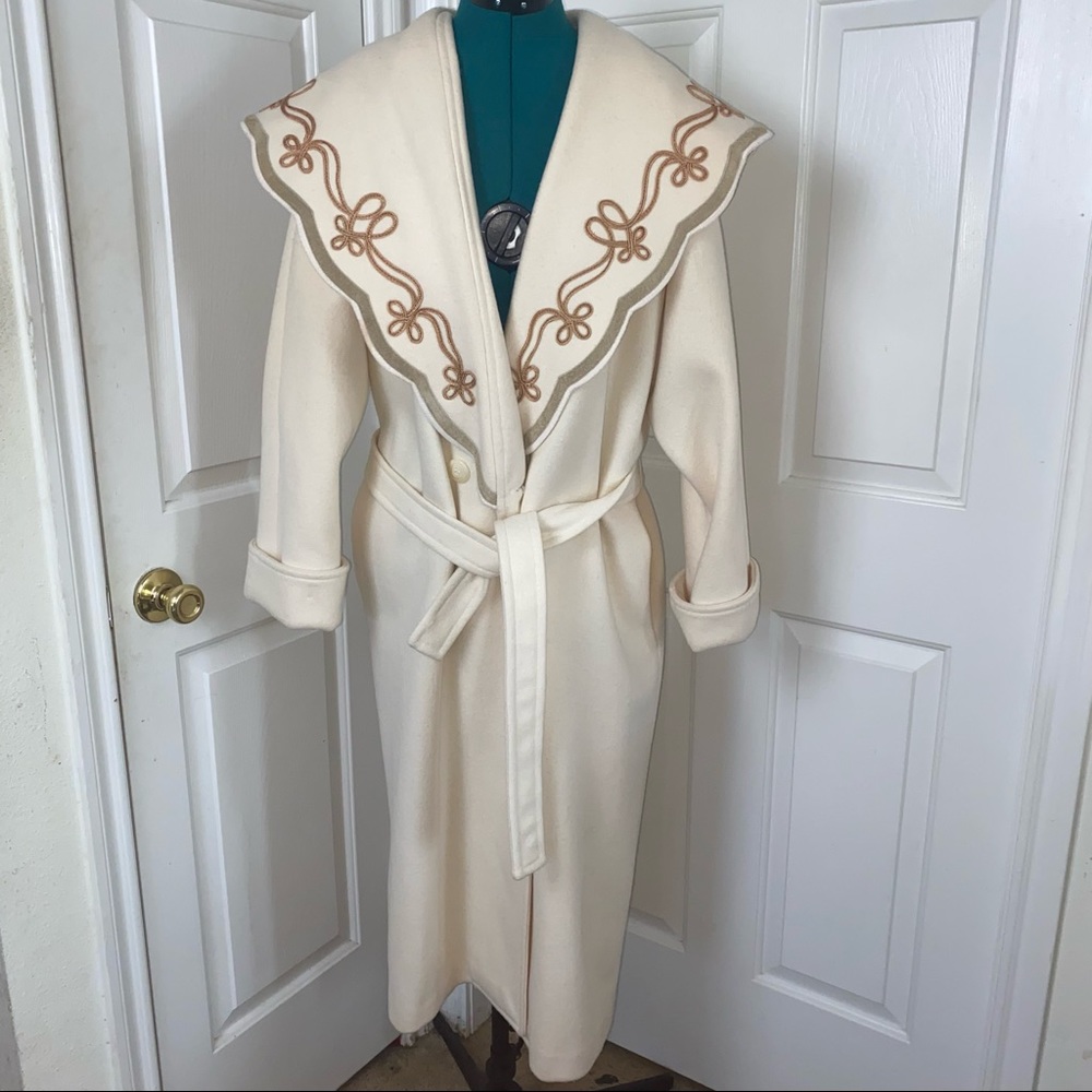 ♥️ VINTAGE Rare Cream ivory white David Benjamin Wool COAT jacket Size10